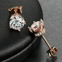 huitan crown claw design stud earrings for women luxury white cz temperament sweet girls earrings teens gift statement jewelry
