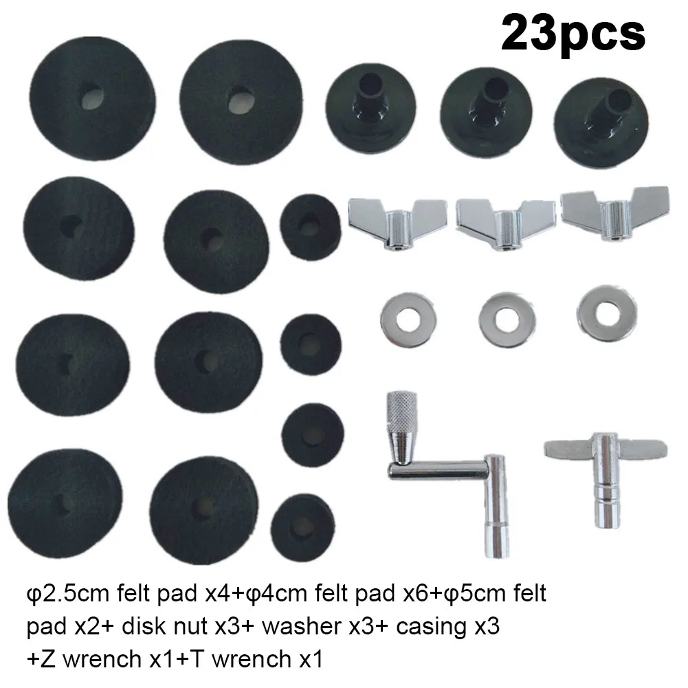 

23 PCS Replacement Drums Felt Washer Set Cymbal Sleeves Parts Wing Nuts Kit Z-type Wrench T-type Wrench Felt Pad Washer Tools