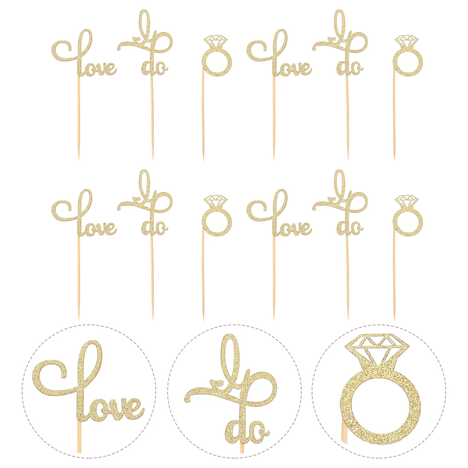 

30 Pcs Romantic Prime Delicate Paper Topper for Cake Party Wedding