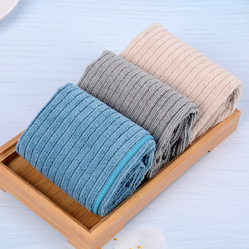 

6/9Pcs Kitchen Cleaning Rags Super Absorbent DishCloth Dry and Wet Kitchen Towels Efficient Striped Scouring Pad Home Tools