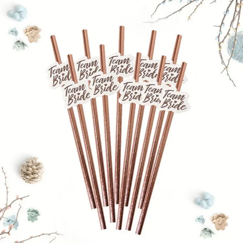 

10 шт., соломинка розового золота для свадебного украшения