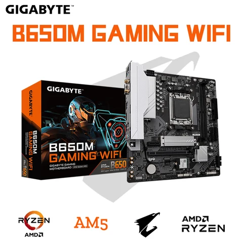 Игровая Материнская плата Gigabyte B650M с поддержкой Wi-Fi, материнская плата AM5 DDR5 6400 МГц AMD B650, материнская плата с поддержкой Ryzen 7000 Series AM5 CPU PCIe 4,0 MicroATX