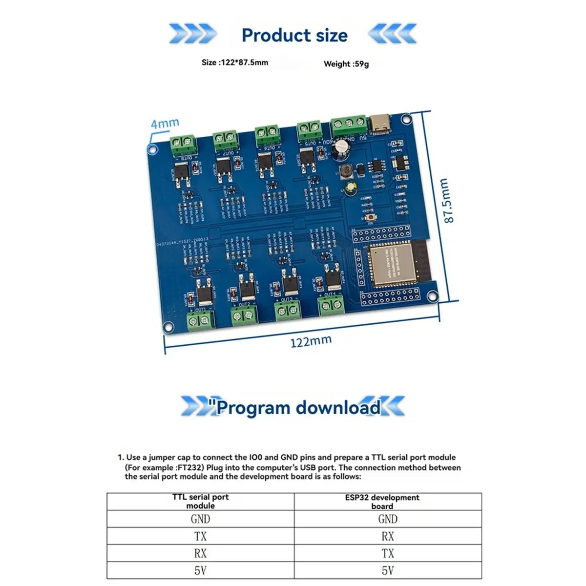 Фото Модуль переключателей MOS DTC5 на 8 каналов, плата разработки Wi-Fi/Bluetooth DC5-60V, контроллер MOSFET на 8 выходов №3