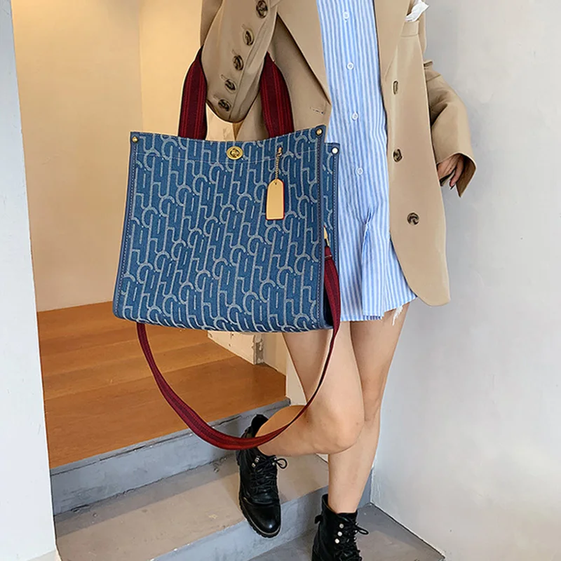 Canvas Tote Shopping Bag New Versatile Shoulder Crossbody Bags Printed Letters Large Capacity Women's Handbags Travel Storage