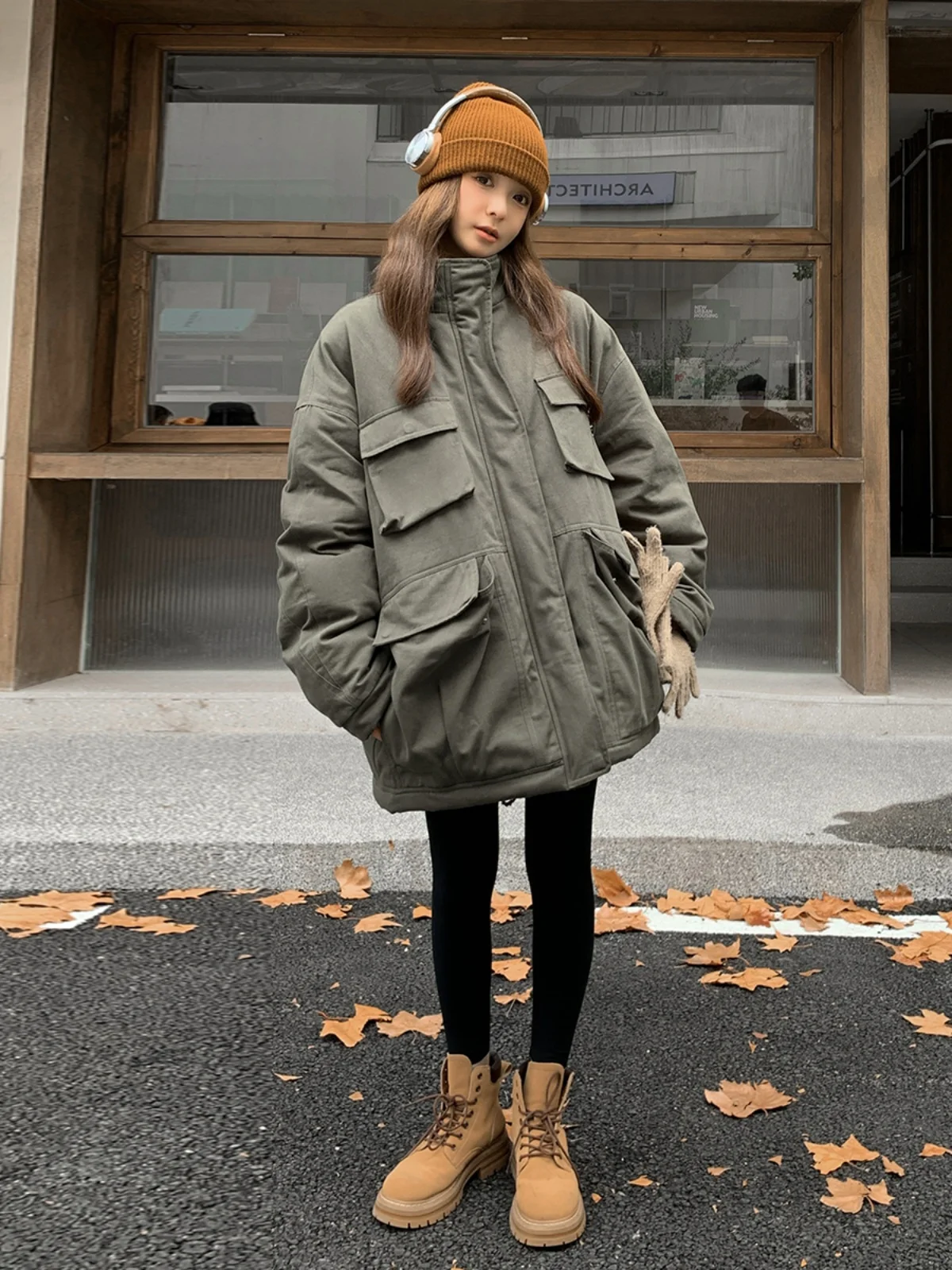 Армейская зеленая куртка-карго Parker на хлопковой подкладке зимняя женская новая