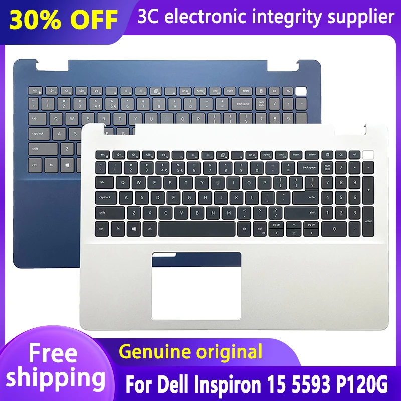 95% NEW Original US Keyboard for Dell Inspiron 15 5593 P120G Laptop Palmrest Top Cover Upper Case Silver 00WNM6 07G0RN 0V5JHC