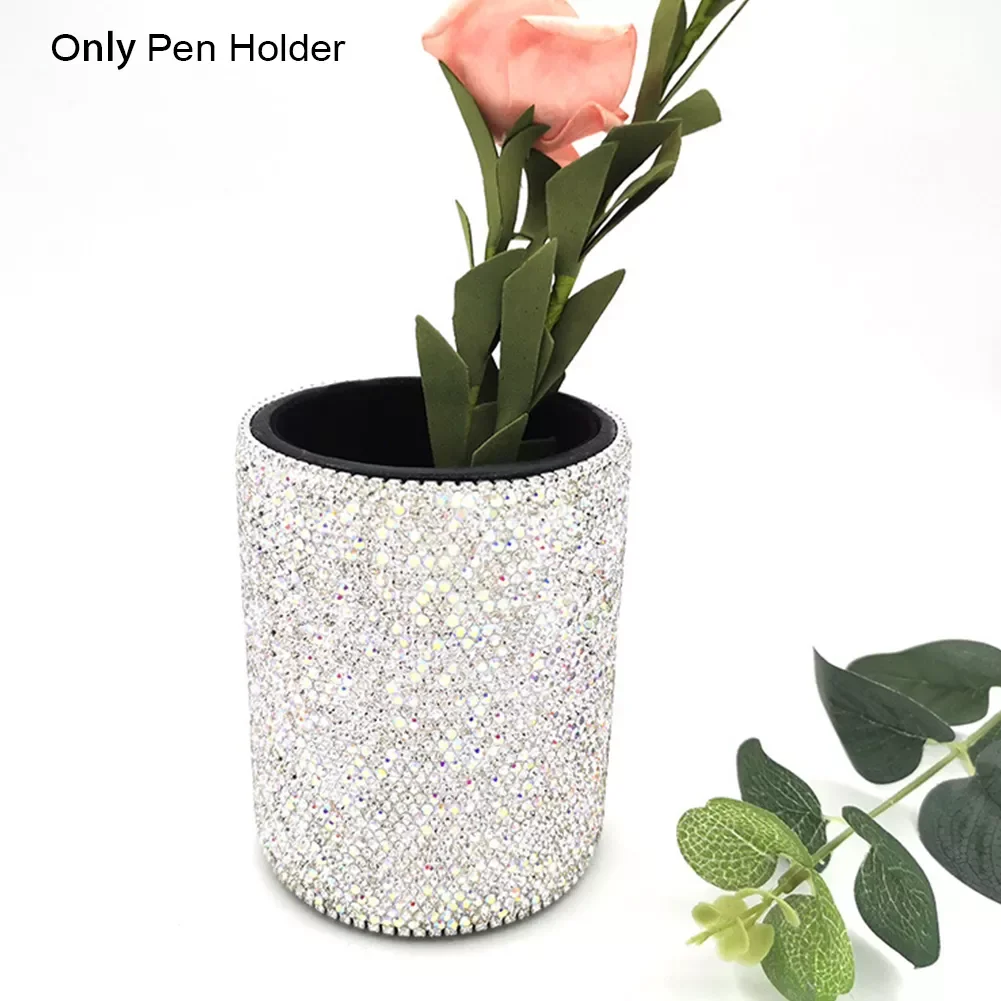 

Display Stand Comb Brushes Cosmetic Bling Rhinestone Round Square Pen Holder School Desk Organizer Gift Portable Multifunctional