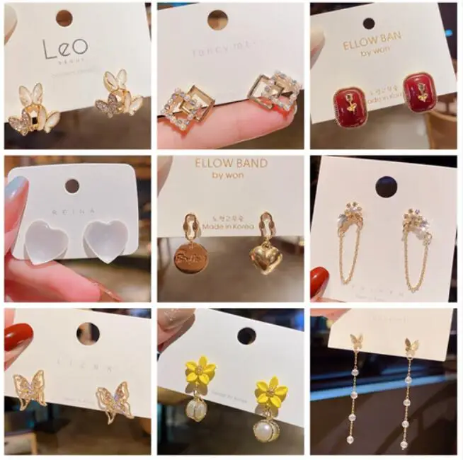 

Showfay 40 Pairs Crystal Pearl Studs Earrings Drop Tassel Earrings Ear Stud Jewelry for Girls Women