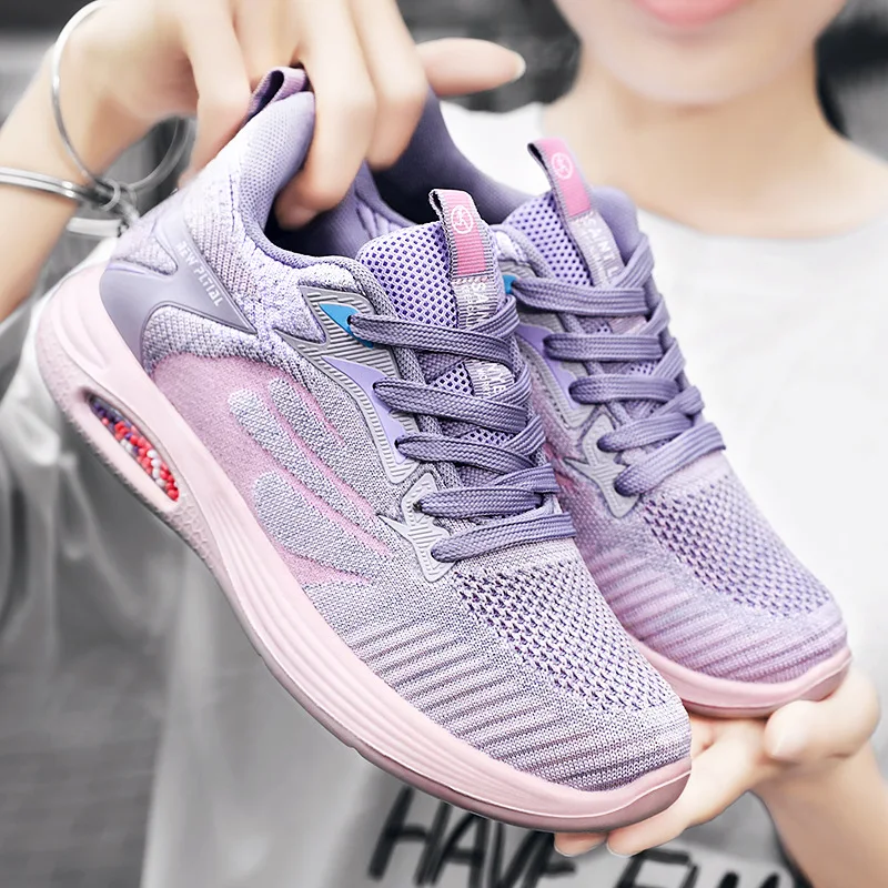 

New Womens Shoes 2022 New Fly Woven Air Cushion Shoes Polyurethane Casual Sports Shoes Platform Boots Women Sneakers