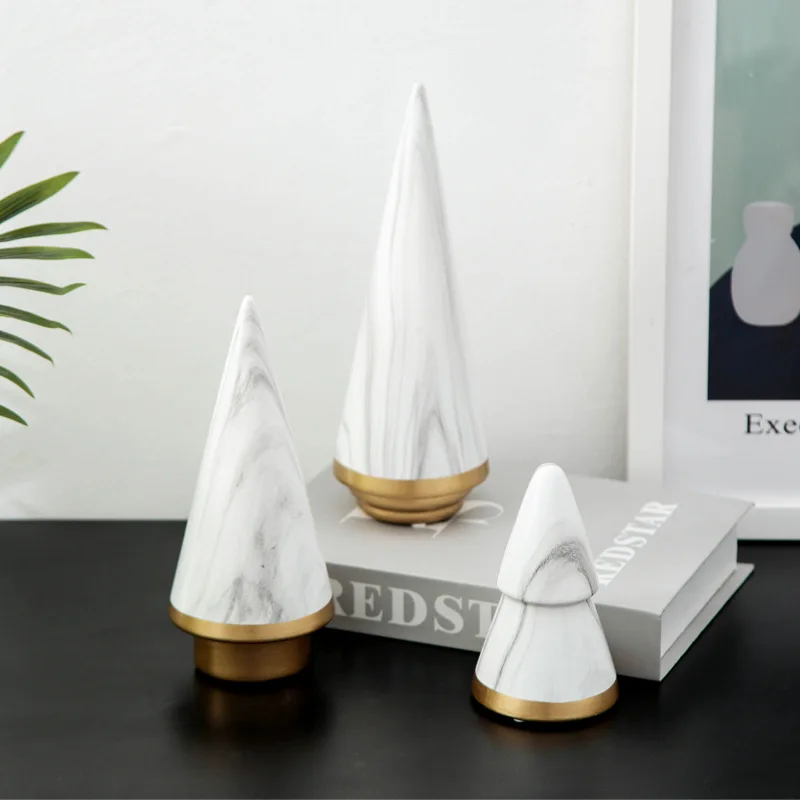 

Nordic Marbled Ceramic Christmas Tree Home Ornament Living Room TV Cabinet Office Desktop Decor Soft Decoration