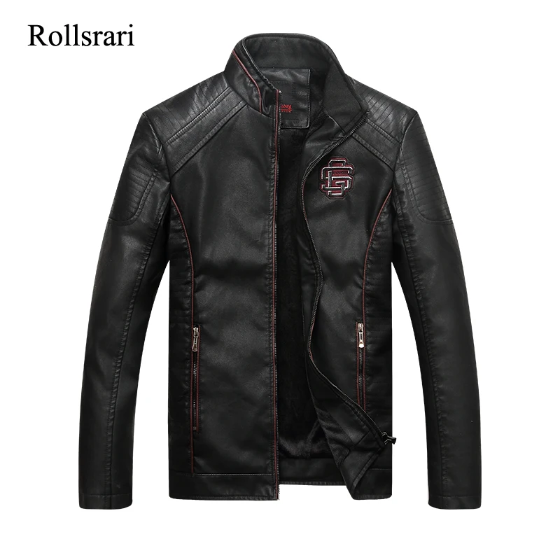 

Faux Leather Jackets Men Classic Motorcycle Coat Bike Cowboy Bomber Jacket Male Plus Velvet Thick Coats Asian Size M-5XL K543