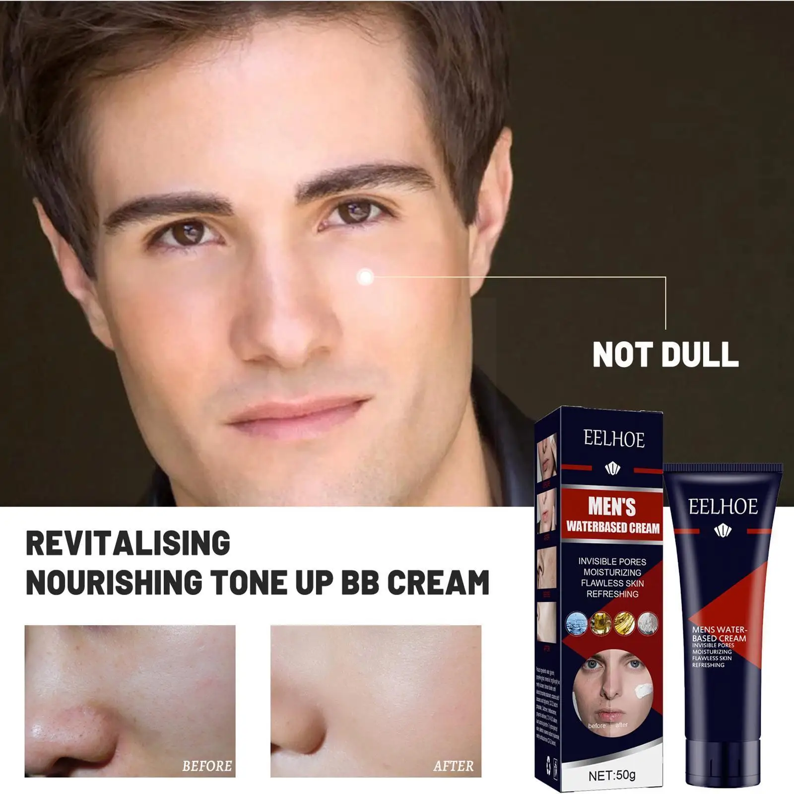

Men BB Cream Concealer Natural Whitening Cream Brightening Foundation Covers Face Care Circles Skin Acne,Pores,Dark 50g Mak I9O1
