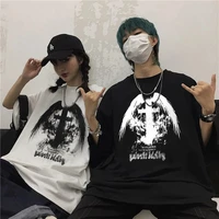 womens goth t shirt harajuku y2k top harajuku retro black demon punk gothic anime print clothes plus size harajuku shirt