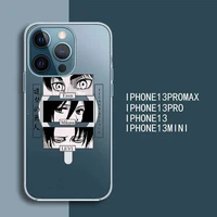 anime attack on titan manga phone case transparent magsafe magnetic magnet for iphone 13 12 11 pro max mini wireless charging