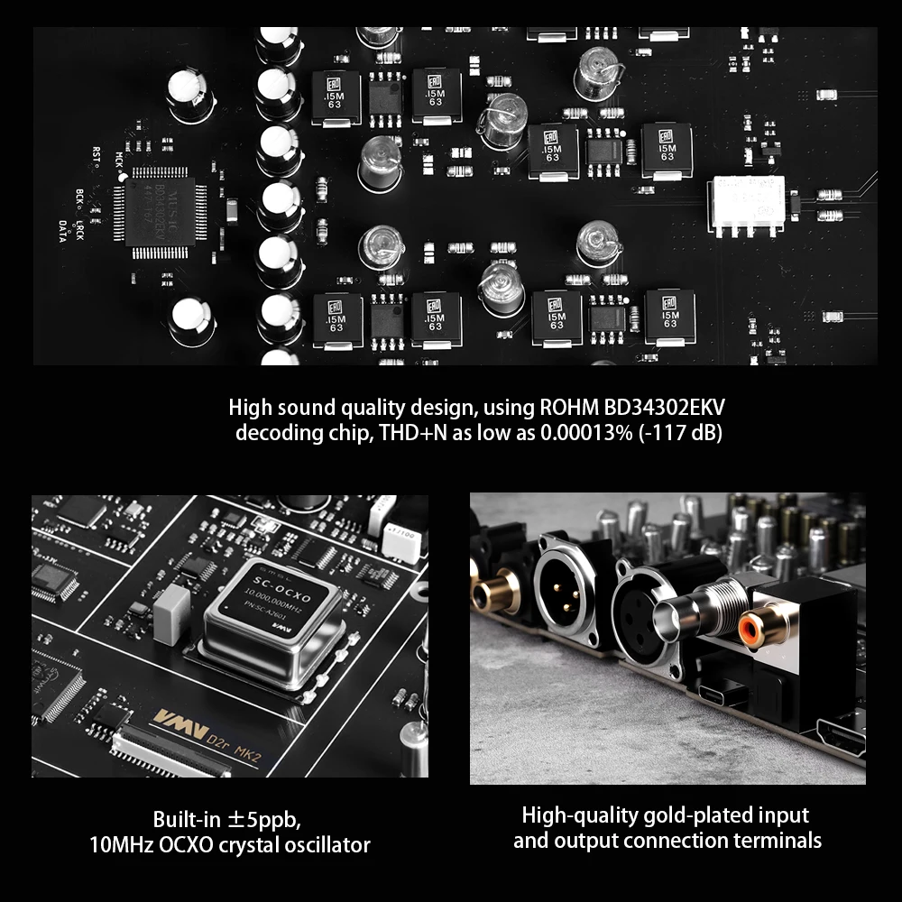 SMSL VMV D2R MK2 Hi-Res аудиодекодер с чипом ROHM BD34302EKV DAC, XU316 MQA, USB, оптическим, коаксиальным и Bluetooth входами, с пультом дистанционного управления (art.: 3920da96233f8) - 3920da96233f8