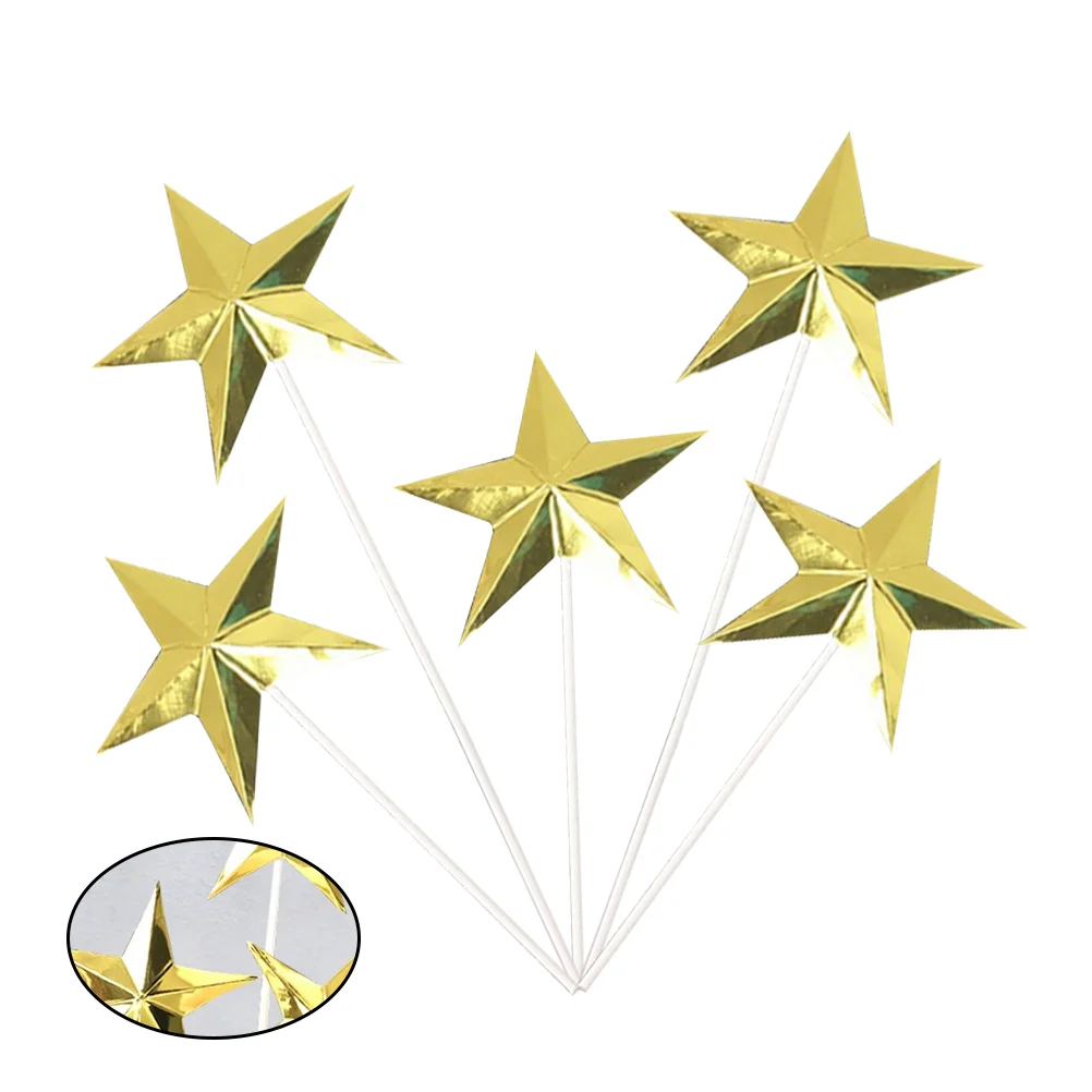 

Cake Birthday Picks Topper Star Baby Cupcake Party Dessert Shower Set Decorating Happy Wedding Decoration Glitter Decorations