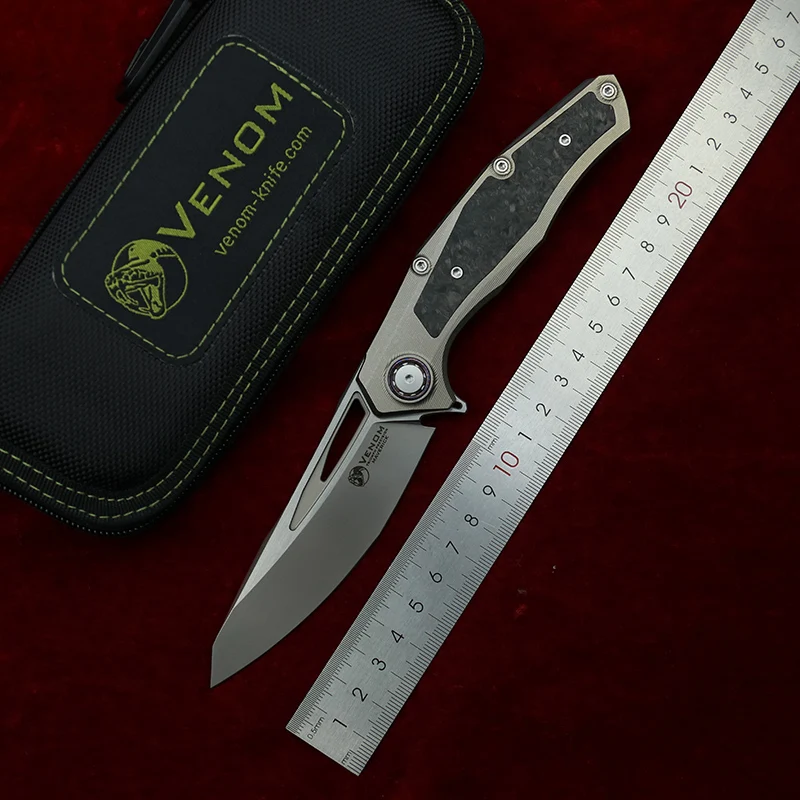 Складной нож VENOM Lone Ranger M390 CF + титановый Карманный кухонный нож для выживания на природе кемпинга охоты фруктов инструменты для повседневного использования