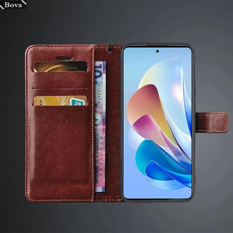 Кожаный чехол с держателем для карт ZTE Nubia Z40s Pro / Z 40s откидная крышка из