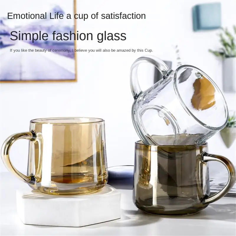 

Glass Milk Cup 350ml Simple Cup Cup Breakfast Cup Drinkware Beer Cup Fashion Simple Colorful Water Cup Juice Cup Glass Resistant