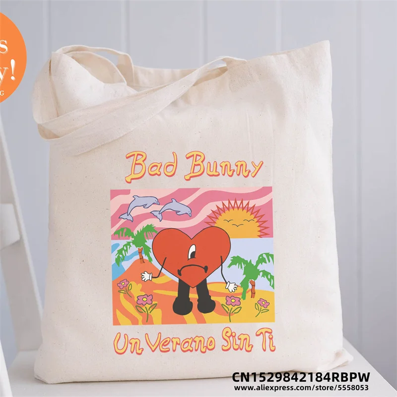 

Bad Bunny Un Verano Sin Ti Merch Hop Hip Tote Bag Moscow Mule Shoulder Canvas Bag Summer Shoulder Shopper HandBag