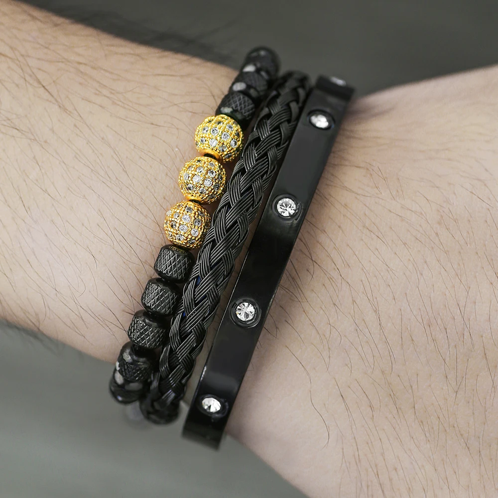 Роскошные круглые бусины из фианита с микрозакрепкой 3 шт. очаровательные