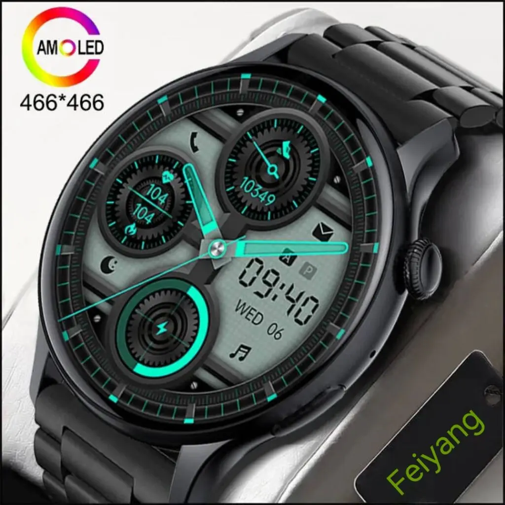 

AEVYVKV Bluetooth Call Smart Watch Mens 1.43 inch 466*466 AMOLED Screen Smartwatch Always Display Smart Bracelet For Xiaomi 2023
