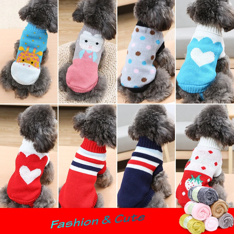 

New Warm Dog Clothes for Small Medium Dogs Knitted Cat Sweater Pet Clothing for Chihuahua Bulldogs Puppy Costume Coat Winter