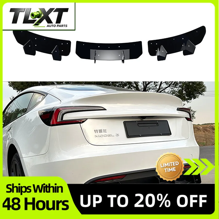 Фото TLXT Подходит для Tesla Model 3 2023+ (рестайлинг), задний спойлер, модификация заднего крыла. №1