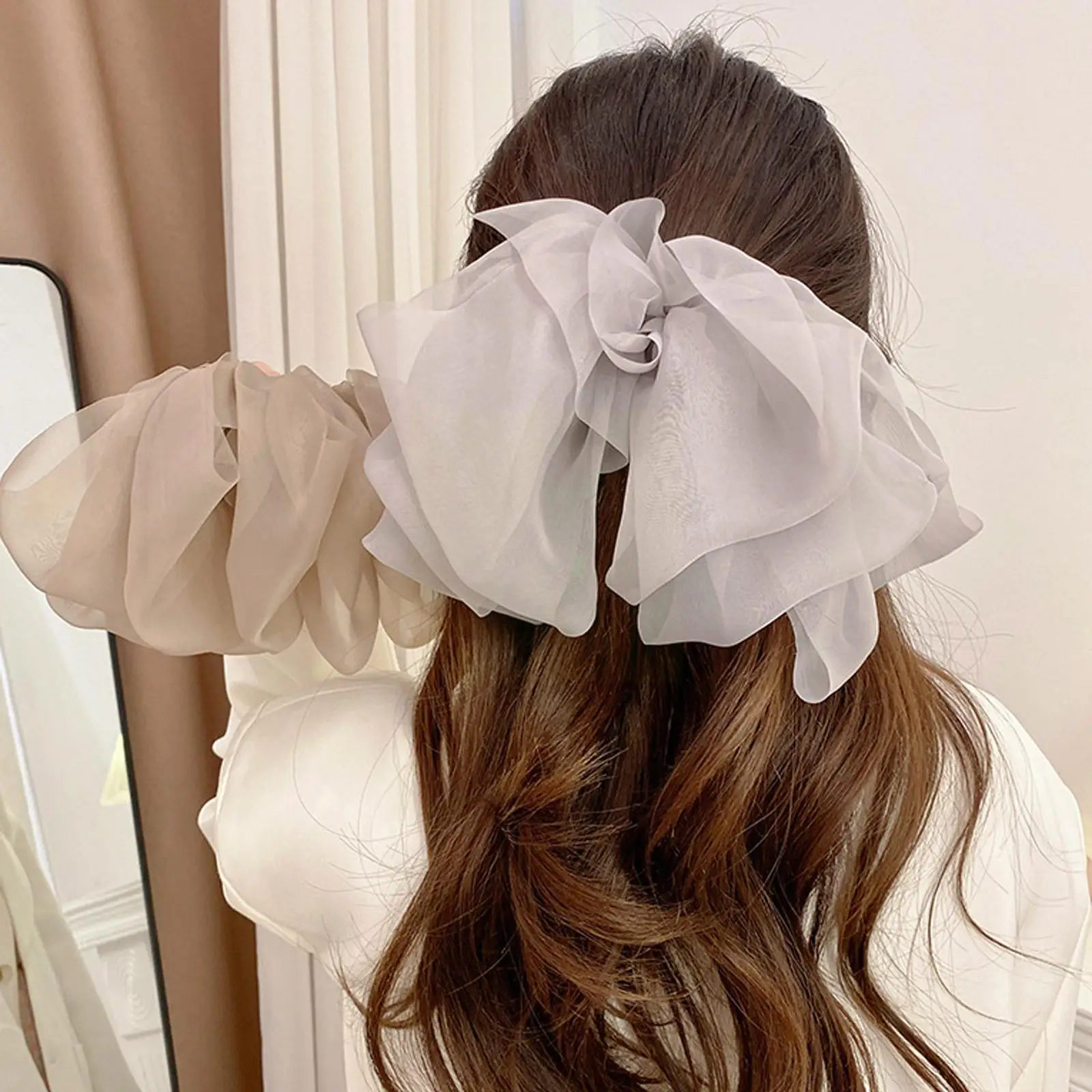 

Large Chiffon Bow Hairpins Hair Accessories Sweet Net Hair Headdress Clips Grips Summer Oversized Yarn Girls Korean Woman H D0T6