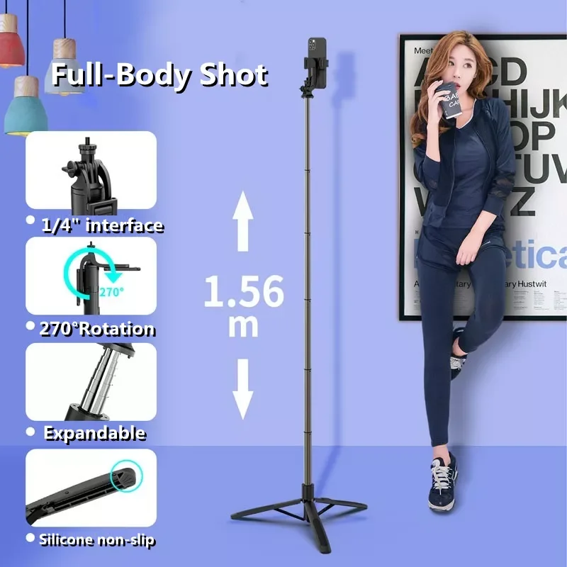 

Bluetooth Selfie Stick Mobile Phone Holder Retractable Portable Multifunctional Mini Tripod With Wireless Remote Shutter