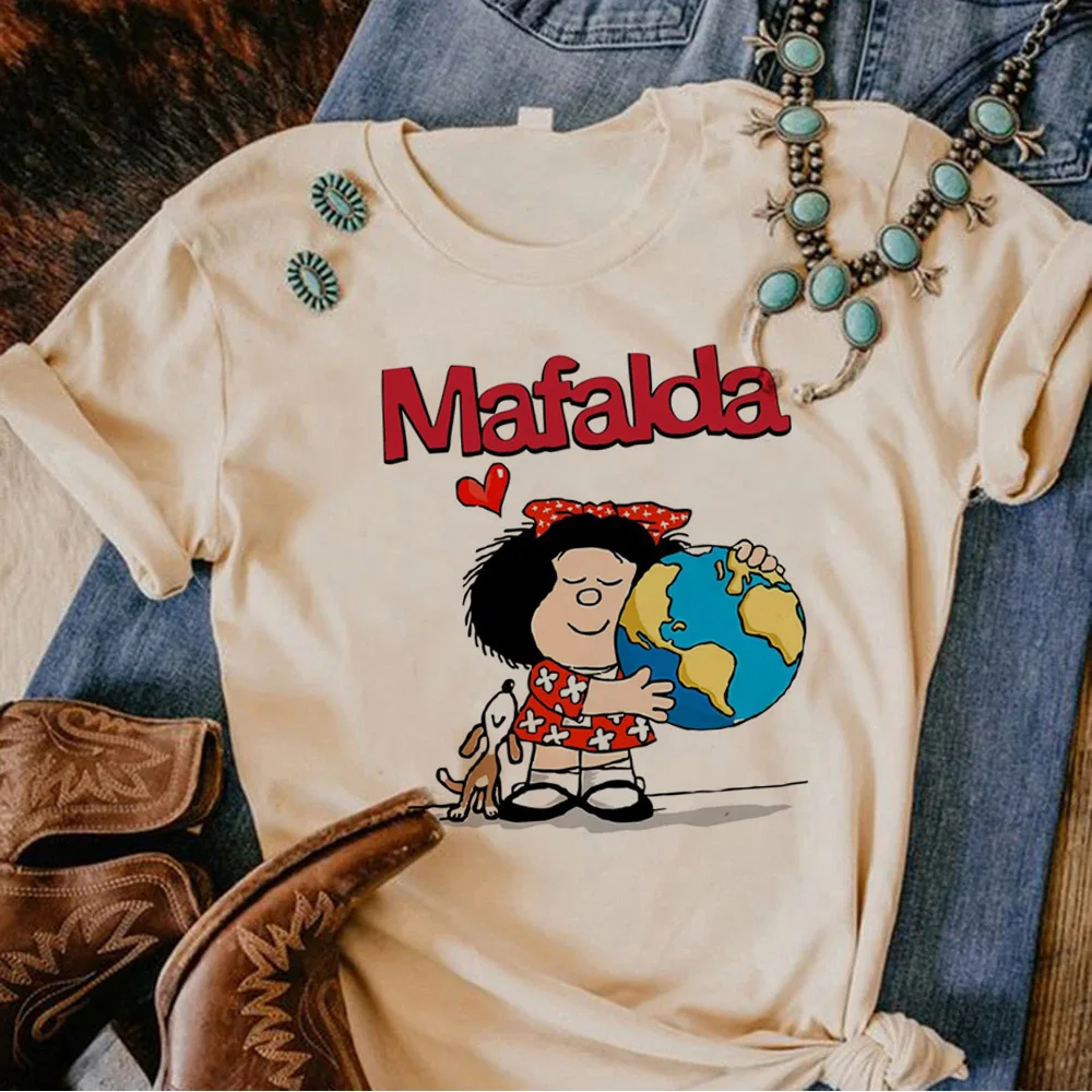 Фото Футболка Mafalda для девочек, графическая аниме, красочная корейская одежда, женская футболка университета, аниме, гранж, университет, цифровая графика №4