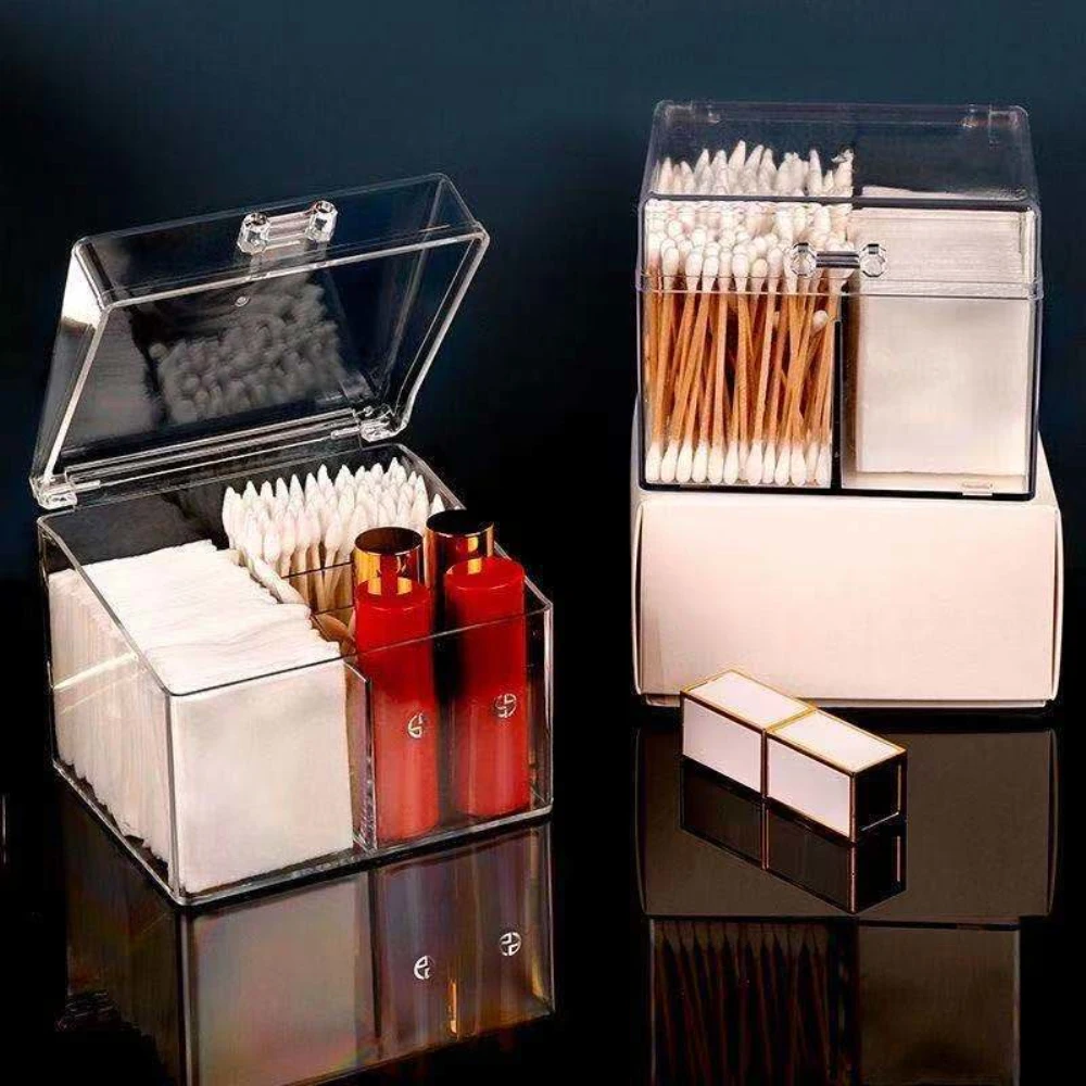 

Multifunctional Cosmetic Storage Box Dustproof Waterproof Cotton Swab Storage Box Removable Transparent Storage Case