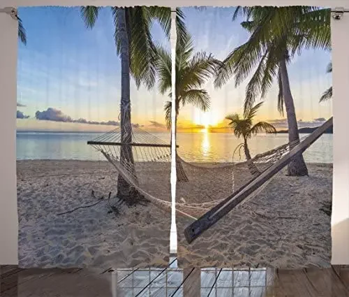 Украшение гостиной плотные шторы с гамаком и кокосовыми пальмами пляжные