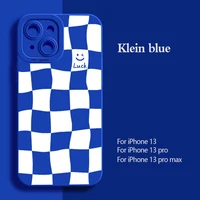 for iphone 11 12 13 pro max x xr 7 8 plus se 2021 new klein blue smiley plaid time simple smile burgundy phone case
