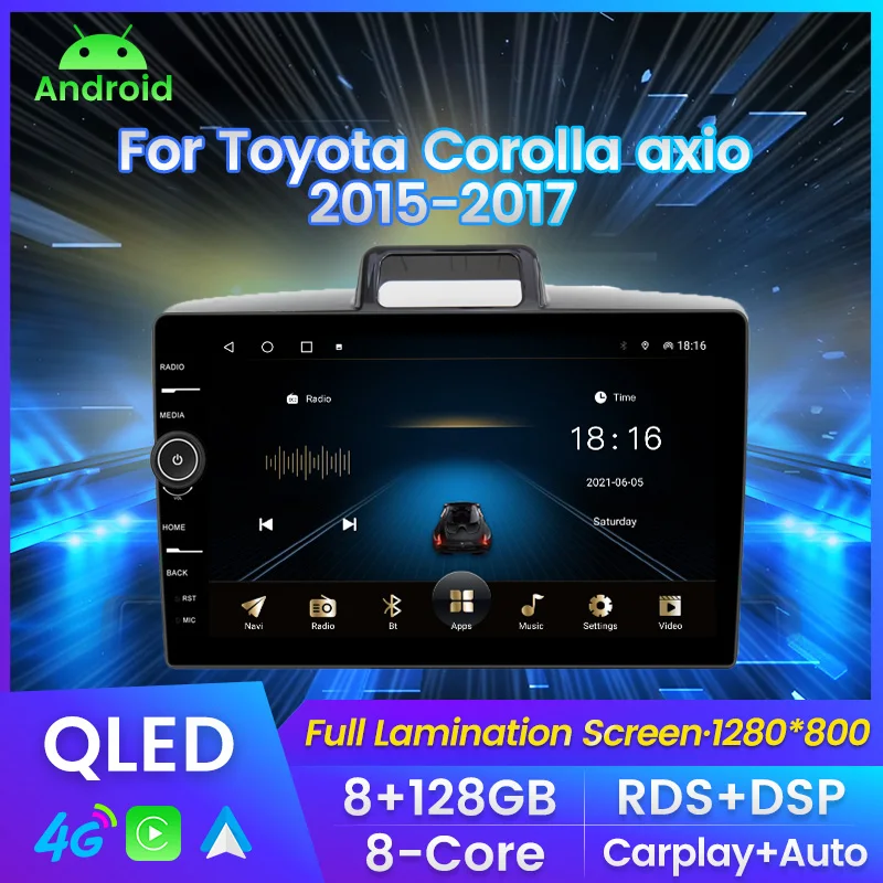 

MLOVELIN For Toyota Corolla axio 2015-2017 QLED 8G+128G Carplay auto Android11 Car Radio Multimedia GPS Navigation RDS DSP 2din