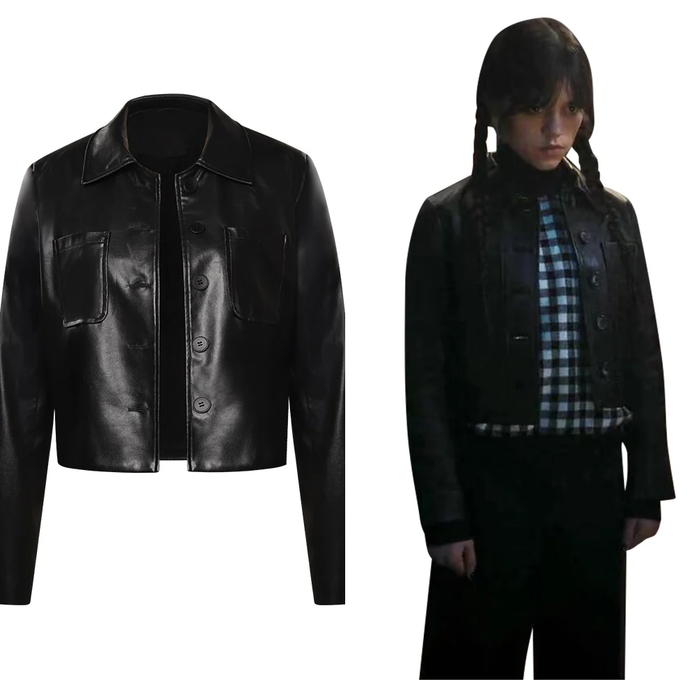 

Wednesday Addams Cosplay Women Costume Halloween Christmas Carnival Party Roleplay Suit For Girls Black Coat Outfits