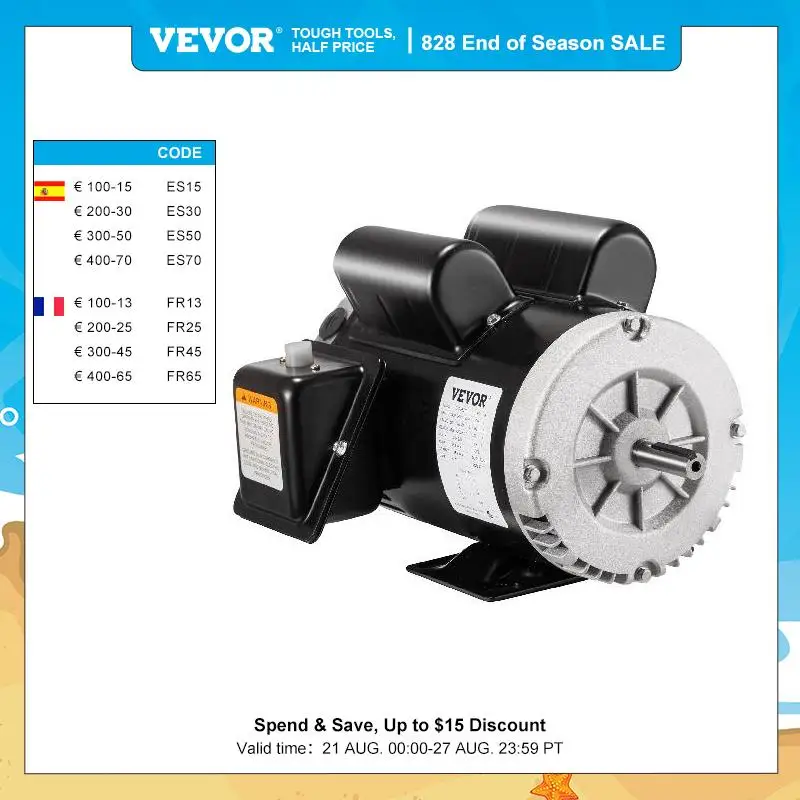 Electric Motor Single Phase 2 Pole Rated Speed 3450rpm For P