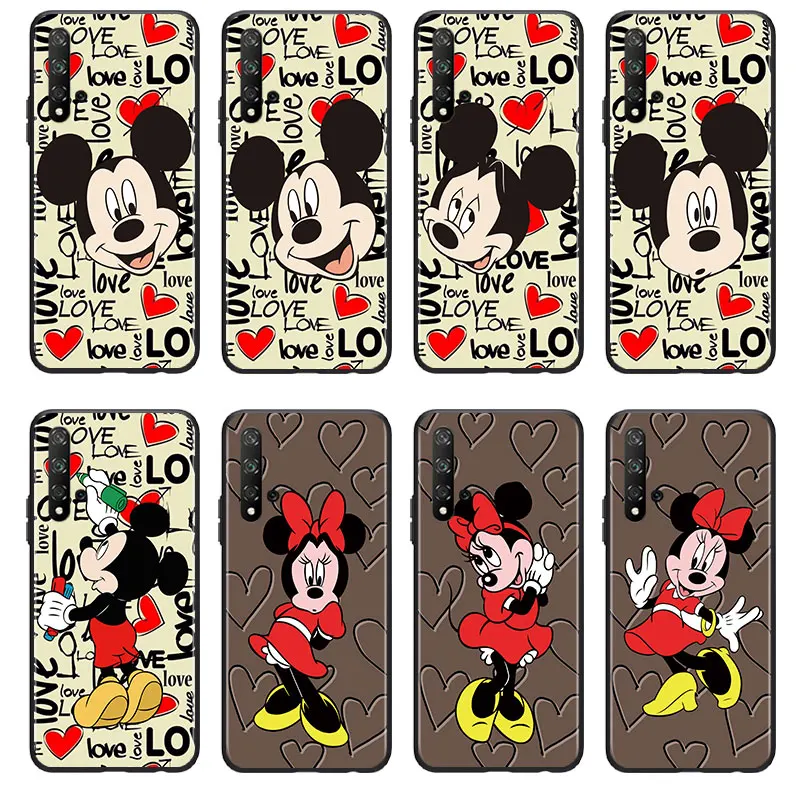 Good looking Mickey Mouse Phone Case For Huawei Honor 60 50 X30 30i 20 10 10i 10X 9X 9S 9C 9 8X 8A lite Pro SE Black Silicone