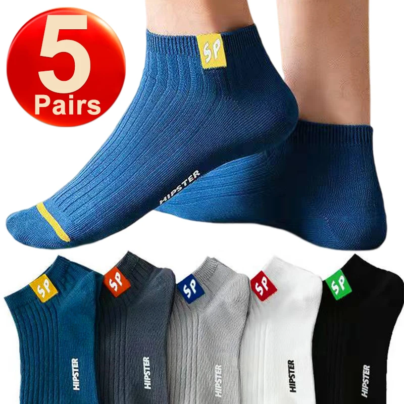 5 Pairs Cotton Short Men Socks High Quality Crew Ankle Breathable Mesh Casual Sports Soft Summer Women's Low-Cut Socks for Male