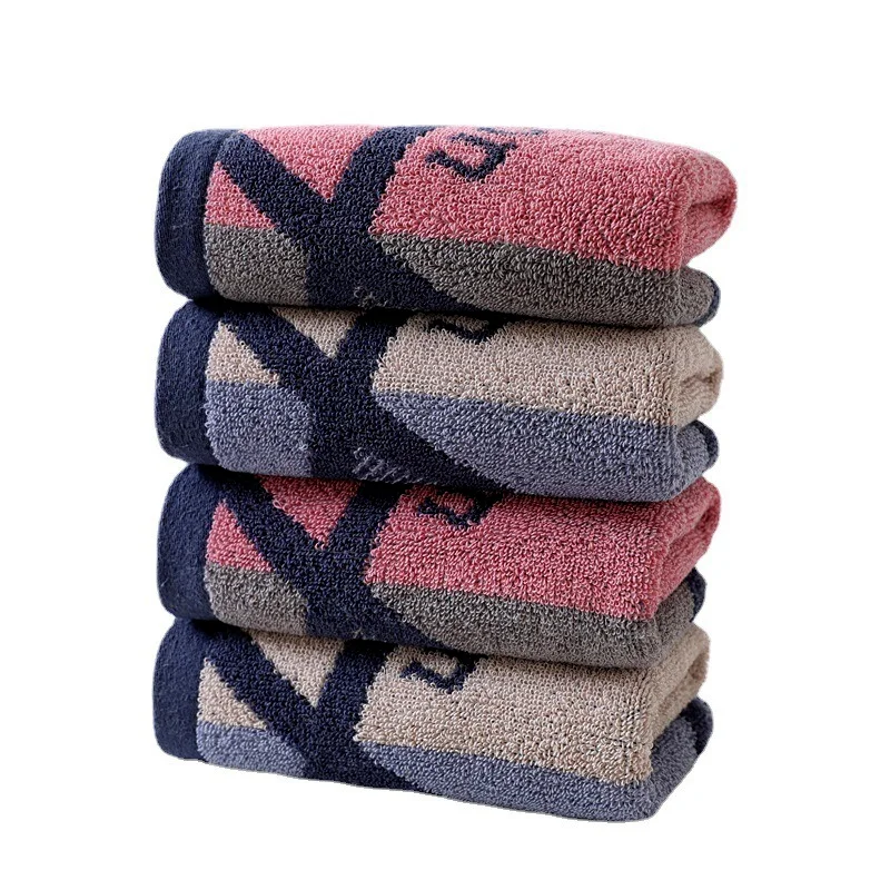 

High-value Color Matching Letter Cotton Household Towel Soft and Absorbent 35*75 Adult Couple Face Towel Wholesale Gift Towel