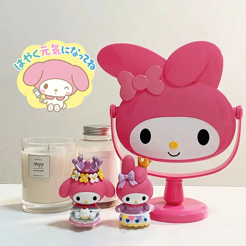 

Kawaii Sanrio Vanity Mirror Cute Cartoon Figure Hello Kitty My Melody Beauty Desktop Portable Reversible Girl's Vanity Mirror