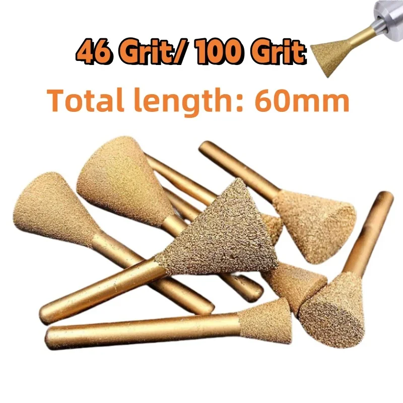 Паяная шлифовальная головка 12-25 мм, перевернутая трапециевидная шлифовальная фреза для нефритового пилингового камня, электрические инструменты для резьбы, 1 шт.