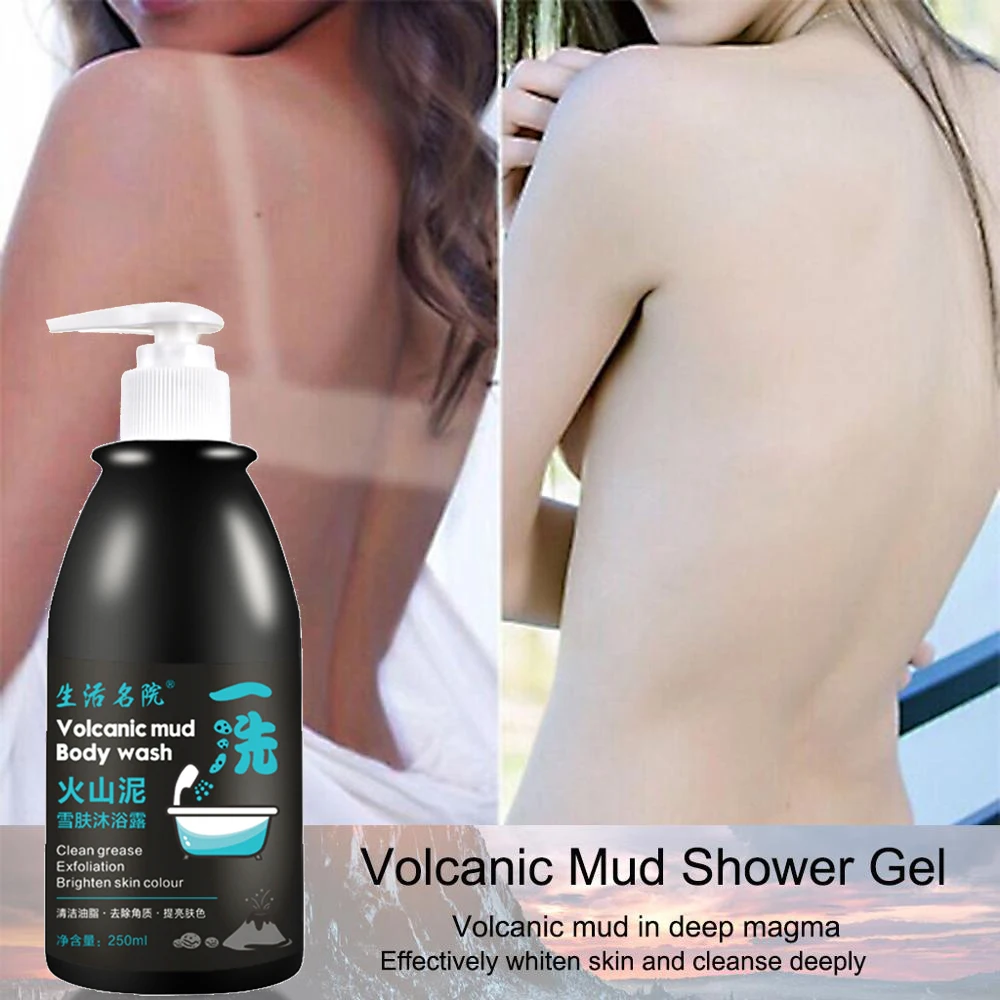 

250Ml Volcanic Mud Whitening Shower Gels Body Wash Long-Lasting Fragrance Cleansing Fast Whitening Brighten Skin Moisturizing