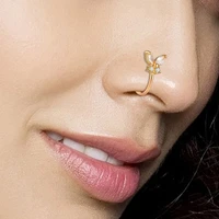 1pcs creative non pierced u shaped nose clip copper inlaid zircon star love butterfly nose ring fake nose piercing jewelry