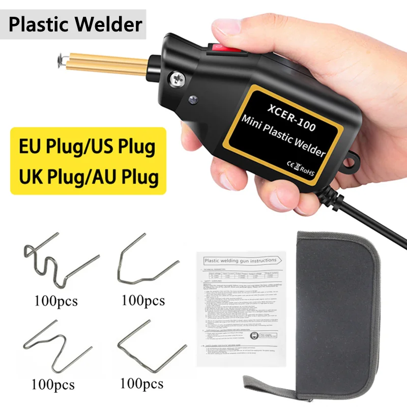 Hot Plastic Welder 100W Portable Mini Hot Stapler Plastic Welding Machine Car Bumper Repair Kit with 400pcs welding nail