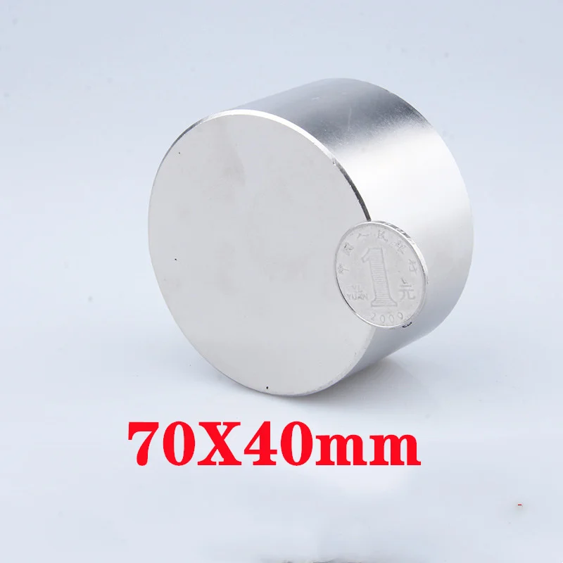 

1Pcs Round Magnet 70x40mm N52 Super Strong Neodymium Magnet Rare Earth Welding Search Powerful Permanent Gallium Metal