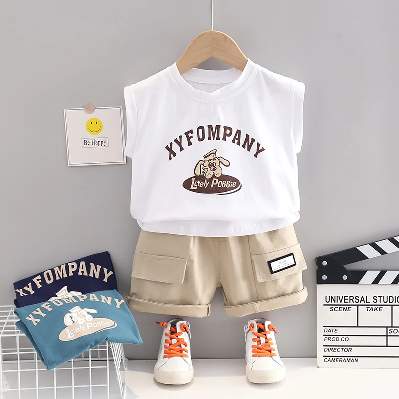 

0-5 Years 100% Cotton Summer Boy Girl Clothing Sets 2022 Breathable Cartoon Shirt+Pant Kid Children Baby Toddler Boy Clothing