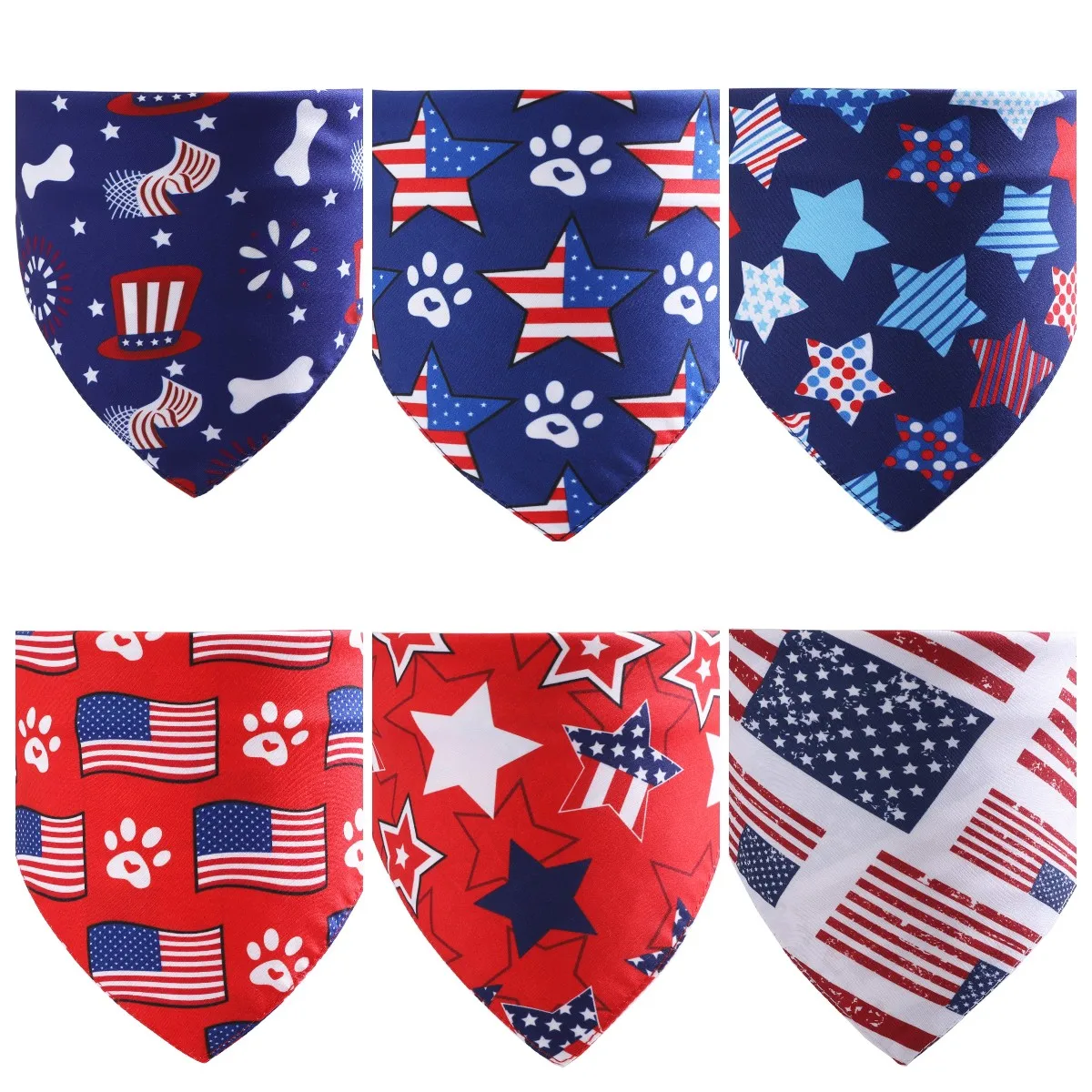 

2Pcs American Independence Day Pet Cat Dog Scarf Saliva Towel Accessories Supplies Products