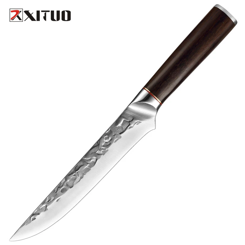 

XITUO Boning Fish Fillet Knife Forged Steel Chef Knife Kitchen Slicing Cutting Meat Deboning Knives Black Colored Wooden Handle