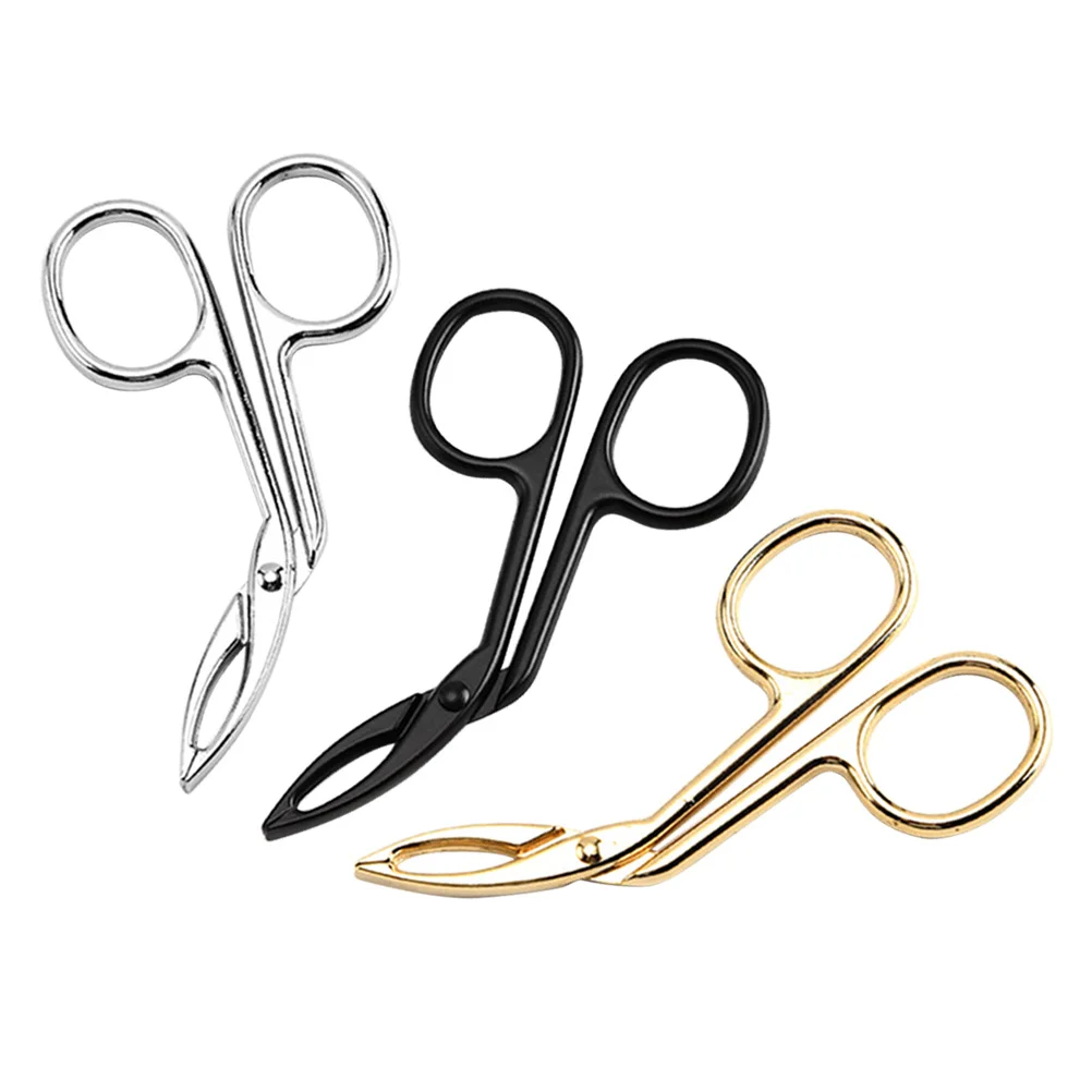 

3pcs Stainless Steel Eyebrow Clips Oblique Eyebrow Tweezers Beauty Tools for Eomen Lady (Golden Color)